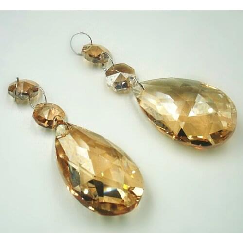 20pcs/lot 50mm champagne crystal chandelier prism suncatcher pendants+octagon beads crystal curtain accessories home decoration