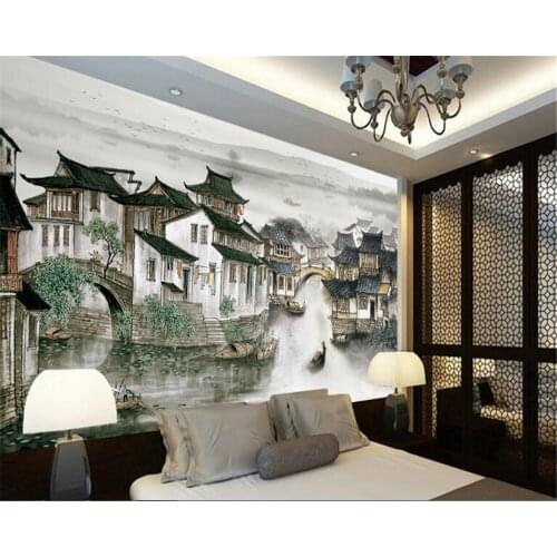 Beibehang 3d wallpaper Custom fashion silky formaldehyde-free wallpaper hand-painted Chinese house background mural 3d wallpaper