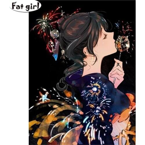 5D DIY diamond painting full drill Japanese cartoon girl embroidery painting mosaic Rhinestone wall art cross stitch home decor