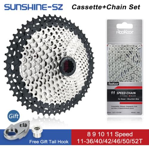 8 9 10 11 Speed Velocidade Mountain Bike MTB Cassette Chain Set Bicycle Parts Freewheel Sprocket 36T 40T 42T 46T 50T 52T
