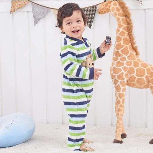Free shipping! Spring and autumn newborn infant foot wrapped one-piece clothes and plush baby climbing clothes