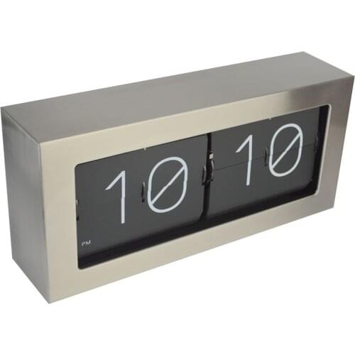 Stainless Steel Large Flip Clock Retro Living Room Bedroom Metal Silver Clcok Low Noise Movement Office Electronic Horloge Gift