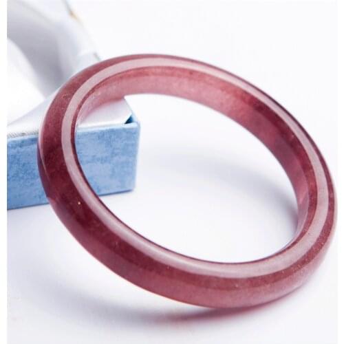 Precious Genuine Natural Ice Strawberry Quartz Crystal Round Charm Transparent Gems Stone Woman Bangle Inner Diameter 57mm