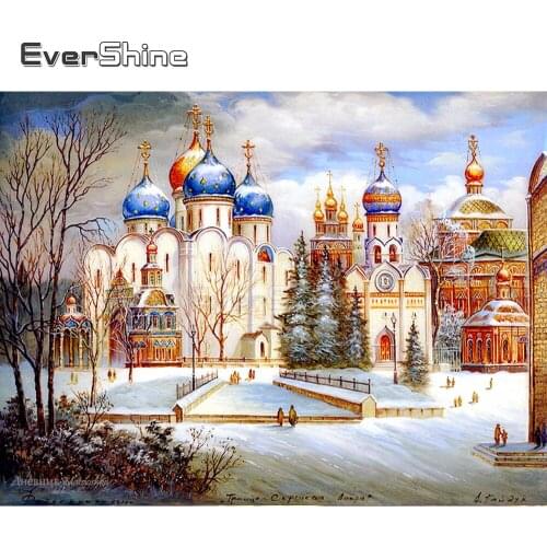 EverShine DIY Diamond Embroidery Winter Scenery Picture Rhinestones Diamond Painting Landscape Cross Stitch Diamond Mosaic Kits