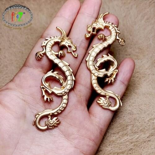 F.J4Z Hot Womens Alloy Earrings Fashion Vintage Chinese Styled Dragon Earrings Ladies Party Statement Earrings Gifts Dropship
