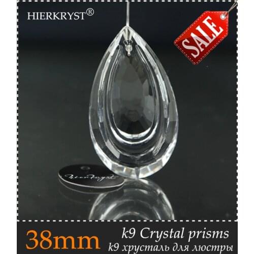 HIERKYST 1 pc K9 Glass Crystal Prisms Pendants Chandeliers Parts Lustres Rainbow Lamp Lighting Hang Drops 38mm 1.49" #2250-1