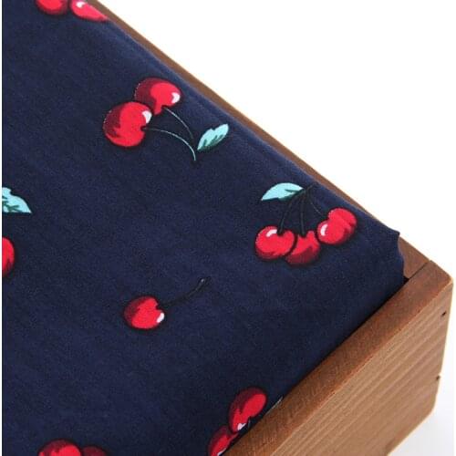 Cotton Fabric Poplin Patchwork For Sewing DIY Handmade Hometextile Cloth For Doll Sheet Skirt Dress Black Red Cherry145x50cm