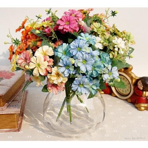 Artificial flower silk butterfly chrysanthemum european style fake flower wedding home furnishings layout manual decoration