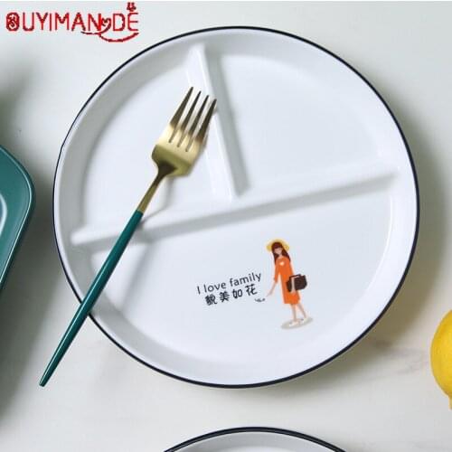 Ceramic Tableware Divergent Disk Home Sub-dish Three-piece Table Breakfast Dish Dish Dishes Platter Platter Dining Plate