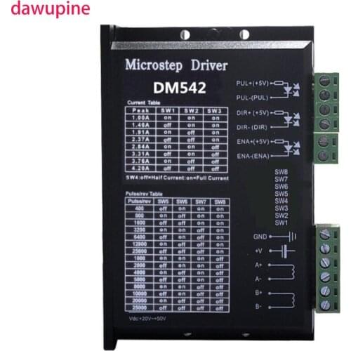 Dawupine DM542 Stepper Motor Controller 2-phase Digital Stepper Motor Driver 18-48 VDC Max. 4.1A 57 86 Series Motor Nema 23