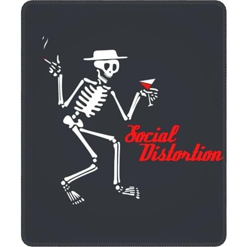 Social Distortion Skeleton Mouse Pad Non-Slip Rubber Base With Stitched Edges For Home Laptops Games And Office Desk Mats