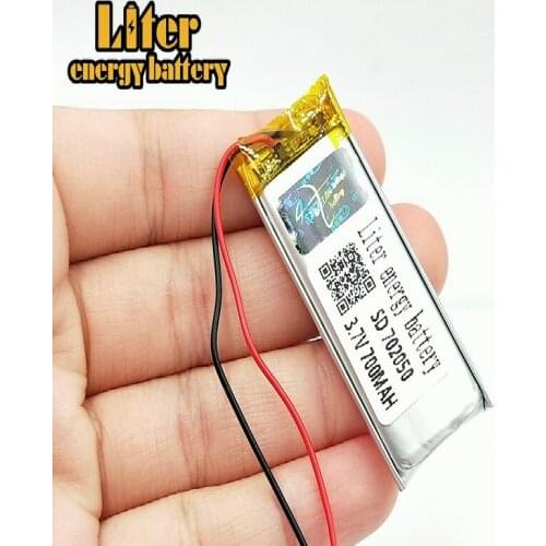 700mAh 702050 3.7V Lithium Polymer LiPo Rechargeable Battery For Mp3 MP4 MP5 GPS headphone PAD DVD E-book bluetooth camera