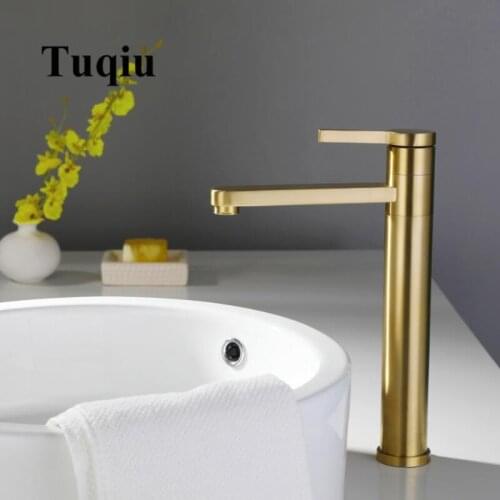Bathroom Faucet Brushed Gold Bathroom Basin Faucet Cold And Hot Water Mixer Sink Tap Single Handle Deck Mounted Black Tap