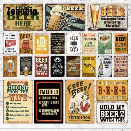 Beer Metal Plate Vintage Tin Sign Bar Metal Plate Retro Bar Pub Decorative Plaques Ice Gold Beer Drink Man Cave Decoration