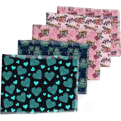 Valentines Day Sweet Love Heart Printed Fabric Polyester Cotton Twill Fabric Patchwor Printed 50*145CM