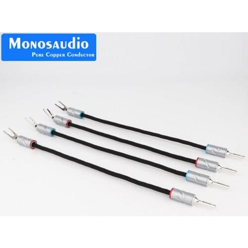Monosaudio Eclipse series Pure Silver speaker jumper cable hi-end silver bridge wire with Y spade to Y spade connector plug