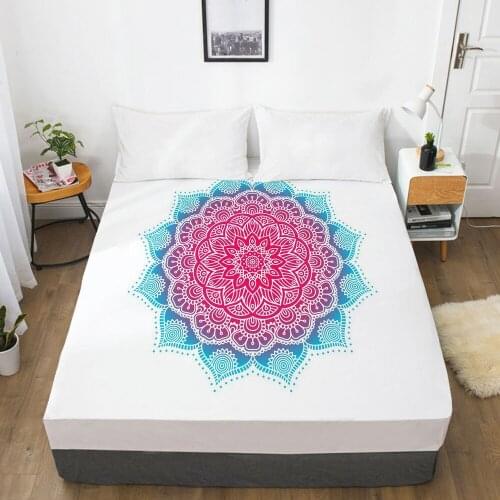 3D Printed Bohemian Soft Fitted sheet With Elastic Band solid Bed Sheet Cover-Wrinkle,Fade,Stain and Abrasion Resistant Sheets
