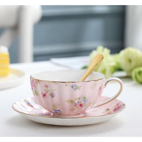 European style coffee cup set home simple golden edge British small luxury afternoon tea set small fresh flower tea cup