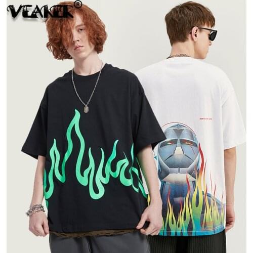 2020 New Fire Rock Print Tshirt Men Harajuku Hip Hop T Shirt Mens Loose Streetwear Tee Shirt Swag Tops Black Bieber T-shirts