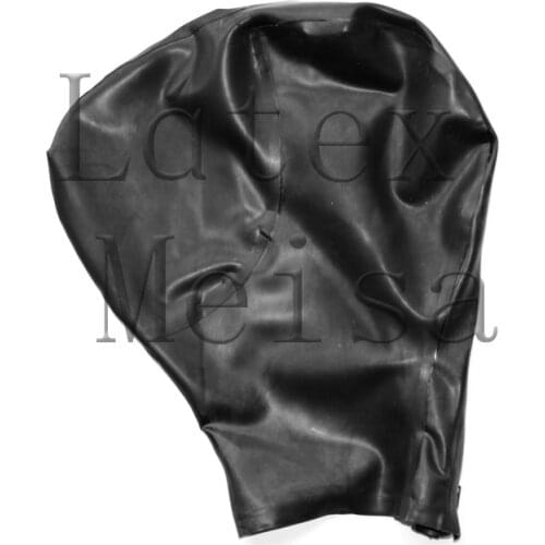 Novelty breathless latex hood bdsm open holes on mouth with back zip for adults