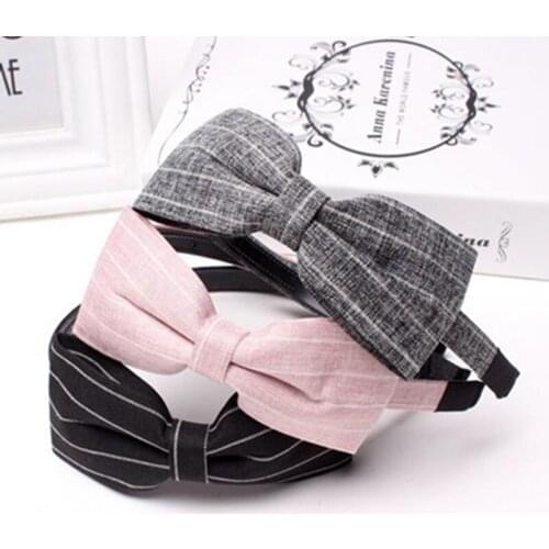 New Bow Hairband Headband Striped Girls Hair Accessories Bowknot Hairband Toothed Not Slip Princess Birthday Headwear Hair Hoop