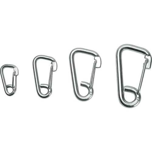 1to 6 Pieces 304 Stainless Steel Carabiner D-Ring Key Chain Spring Carabiner Snap Clip Hook Camping Keyring Water Bottle Parts