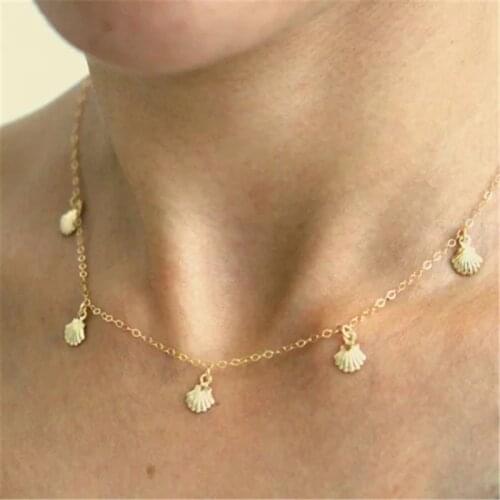 Shell Pendants Necklace Handmade Jewelry Gold Filled Choker Collier Femme Kolye Collares Collane Jewelry Boho Necklace For Women