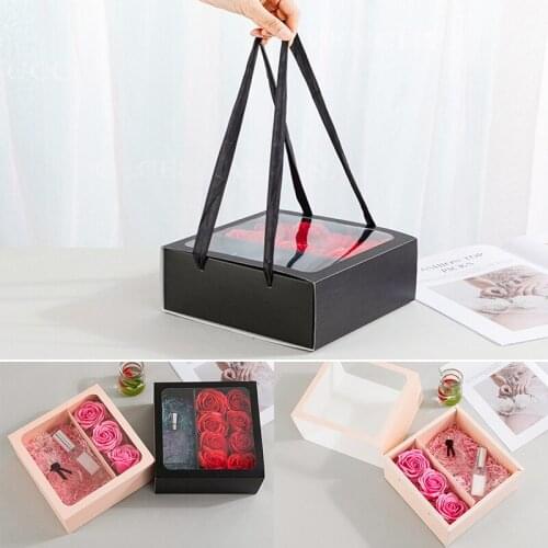 Transparent Portable Flower Box Preserved Flower Packing Boxes Gift Box Wedding Birthday Party Gift Wrapping Box