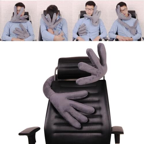Dropshipping New Travel Bend Pillow Car Airplane DIY Sleeping Headrest Adjustable Palm Hand Shape Pillow 130cm