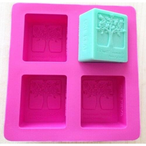 Four tree rectangle silicone handmade soap mold Cake mold DIY aromatherapy plaster mold essential oil soap mold
