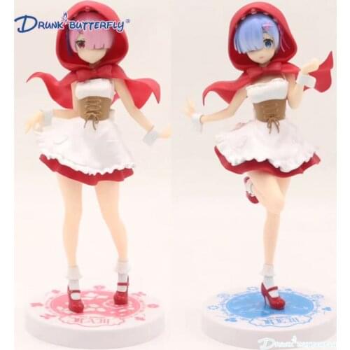 Re:Zero Kara Hajimeru Isekai Seikatsu Rem / Ram Red Hood Ver. PVC Doll Figure Collectible Figurine Model Toy Gift