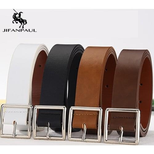 JIFANPAUL New style denim mens and womens waist wide belt PU Japanese pin buckle belt mens Korean jeans belt belt for women