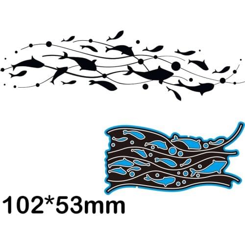 Cutting Dies Fishes on the River New for Decoration Scrapbooking Stencil Paper Craft Album Template 102*53mm