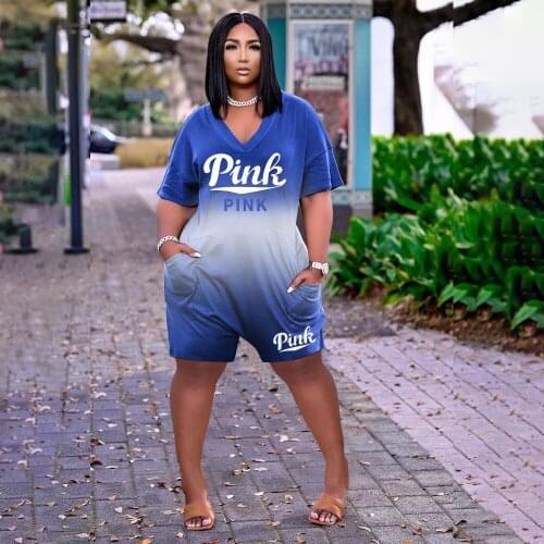 Loose Casual Women Jumpsuits Rompers Summer Casual V-Neck Pockets Jumpsuit Short Sleeve Mini Length Shorts Soft Plus Size L-5XL