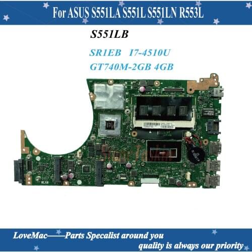 High quality S551LB For ASUS S551LA S551L S551LN R553L Laptop Motherboard SR1EB I7-4510U GT740M-2GB 4GB 100% tested