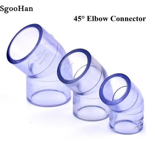 1pc I.D.20~110mm UPVC Transparent 45° Elbow Connector Garden Irrigation Aquarium Tank Tube Joints Watering Coulping Adapter