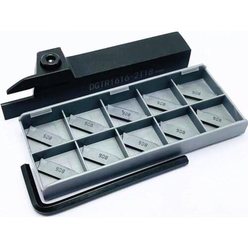 10PCS DGN 2002J DGN 2002C 2mm grooving carbide insert + 1PC DGTR2020-2T18 DGTR1616-2T18 DGTR2525-2T18 Turning holder set