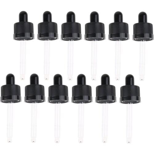 12pcs Tamper Seal Glass Eye Dropper Pipette Top for 15ml Refillable Empty Essential Oil Bottles Containers