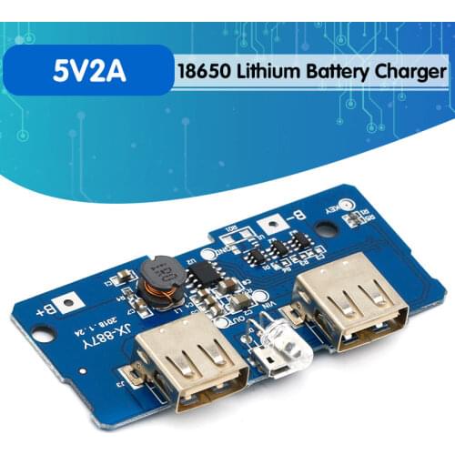 18650 Dual Micro USB 3.7V to 5V 2A Boost Mobile Power Bank DIY 18650 Lithium Battery Charger PCB Board Step Up Module With Led