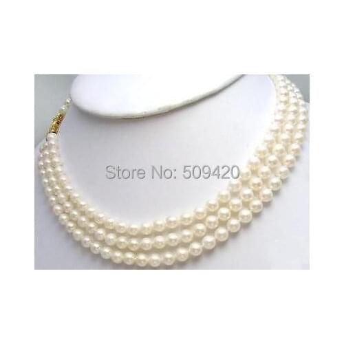 Free Shipping >>>>>TRIPLE STRANDS SOUTH SEA AAA 9MM WHITE PEARL NECKLACE