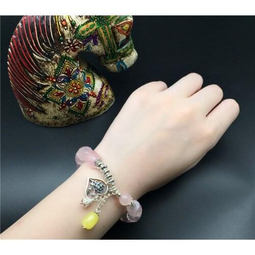 New arrival beeswax natural powder crystal 925 silver hand string bracelet original retro personality birthday gift