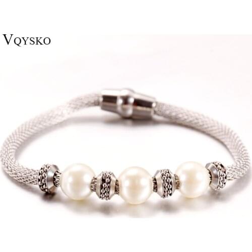 Fashion Summer White Pearl Bracelets For Women Wedding Jewelry Bracelet With Magnetic Clasp Twist Armband Wholesale