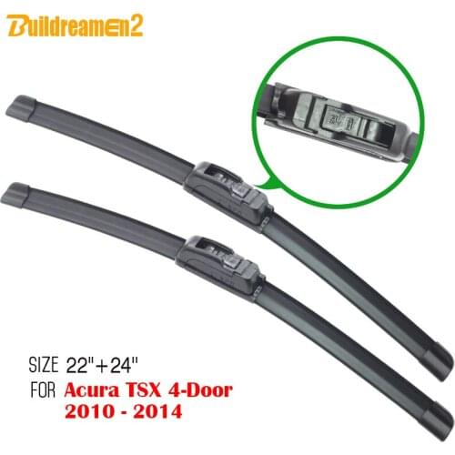 Buildreamen2 Soft Rubber Windscreen Wiper For Acura TSX 4-Door 2010-2014 Car Bracketless Windshield Wiper Blade 2 Pieces