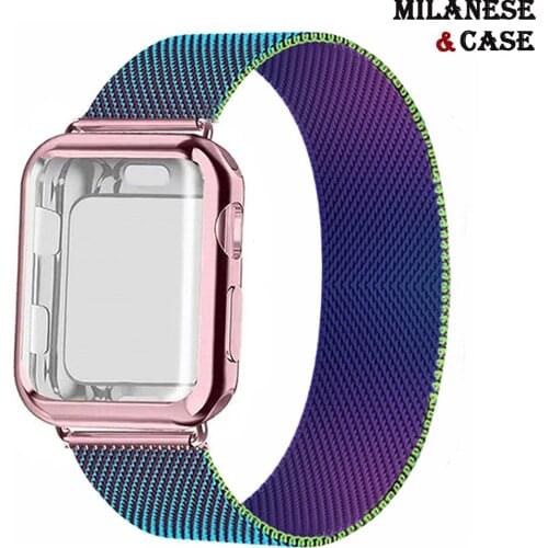 Case+Strap for Apple Watch band 44mm 40mm 38mm 42mm Magnetic loop stainless steel Metal correa bracelet iWatch serie 5 4 3 Se 6