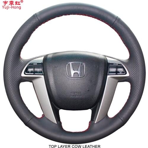 Yuji-Hong Top Layer Genuine Cow Leather Car Steering Wheel Covers Case for HONDA Accord 8 Crosstour Odyssey 2010-2013 Cover