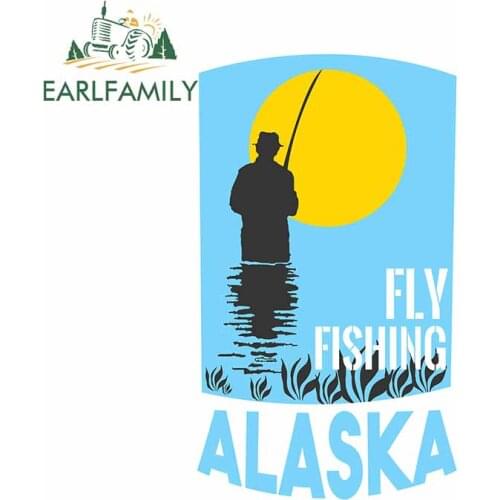 EARLFAMILY 13cm x 7.8cm For ALASKA FLY FISHING Fine Car Stickers Interesting Decal Bumper Occlusion Scratch Trunk Decor