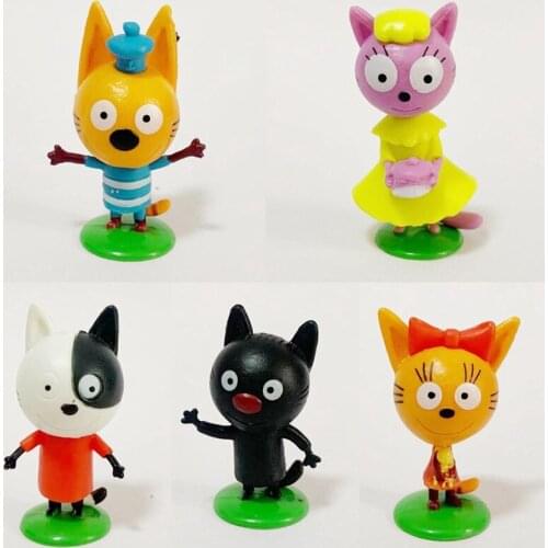 3-4cm kid e cats Action Figure Toys Happy Three Kittens Decoration Collection Figurine Toy model for children Christmas Gifts