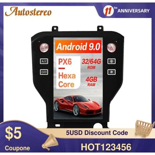 Tesla Style Android 9.0 6Core Car GPS Navigation For Ford Mustang 2015-2019 Stereo Headunit Multimedia Player Auto Radio Carplay
