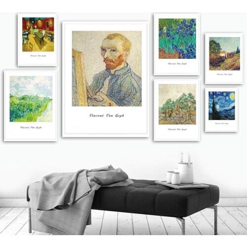 Van Gogh Classic Works Starry Night Sunflower Art Canvas Painting Nordic Posters And Prints Wall Pictures For Living Room Decor
