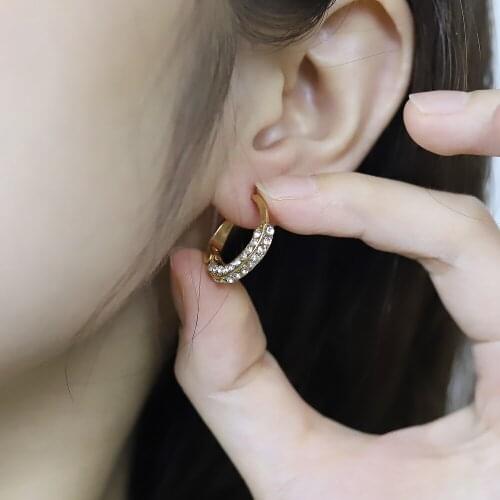 Fashion Temperament Three-sided Inlaid Rhinestone Ear Clip Stud Earrings Geometric Simple Ins Jewelry Wholesale Free Shipping